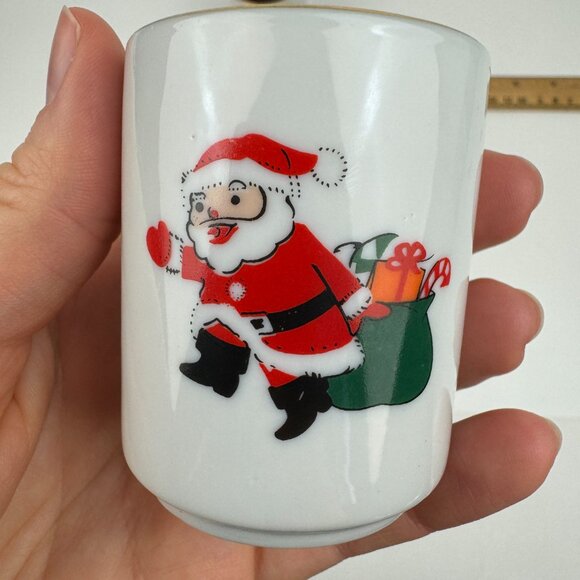 2 Vtg USED Small Christmas Santa Holiday Candles Ceramic Porcelain Holders READ - Picture 11 of 12